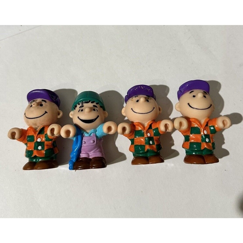 Vintage 1966 Peanuts Gang 3" Farmer 3x CHARLIE BROWN + 1 LINUS, Figures Only